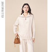 加厚针织翻领毛衣阔腿裤 孕妇装 冬套装 两件套可外穿孕妈高级感穿搭