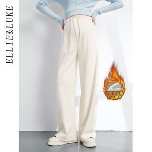 无托腹冬天外穿阔腿裤 加绒加厚直筒长裤 子 秋冬款 ellieluke孕妇裤