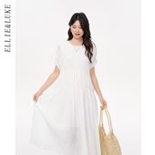 ELLIELUKE孕妇连衣裙夏季 漂亮白色裙子高级感不显怀穿搭 孕期法式