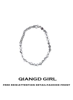 日韩ins银色金属圆片钛钢闪闪发光简约新款手链手饰闺蜜网红女