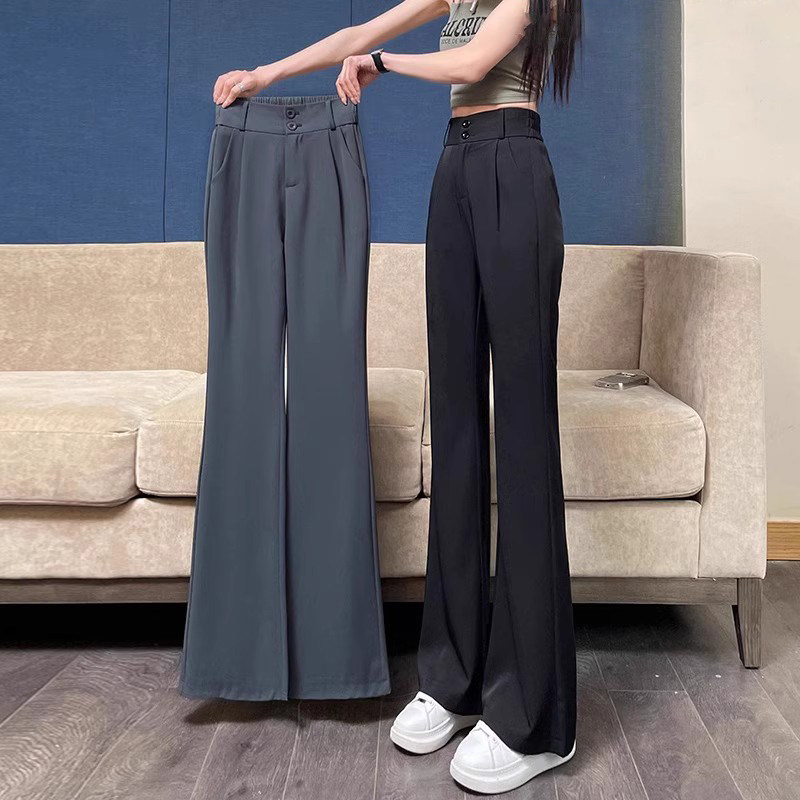 冰丝喇叭裤女夏季薄款西装阔腿裤2025新款高腰显瘦大码休闲微喇裤
