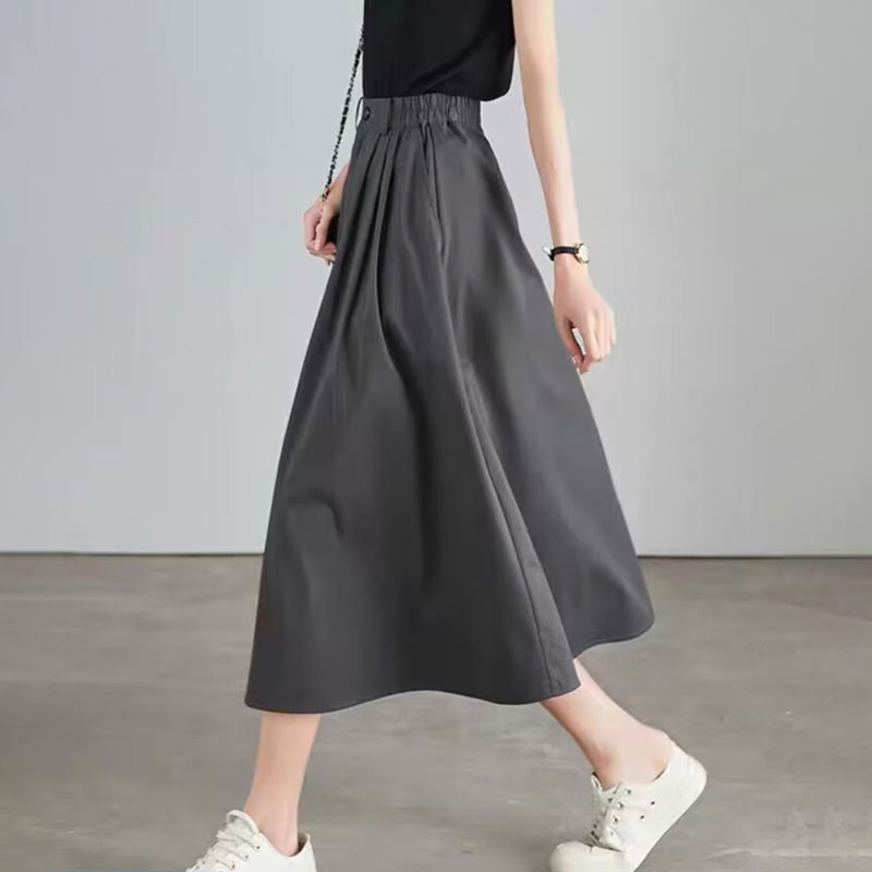 灰色西装半身裙子女2025年新款夏季薄款高腰a字半裙气质休闲 伞裙