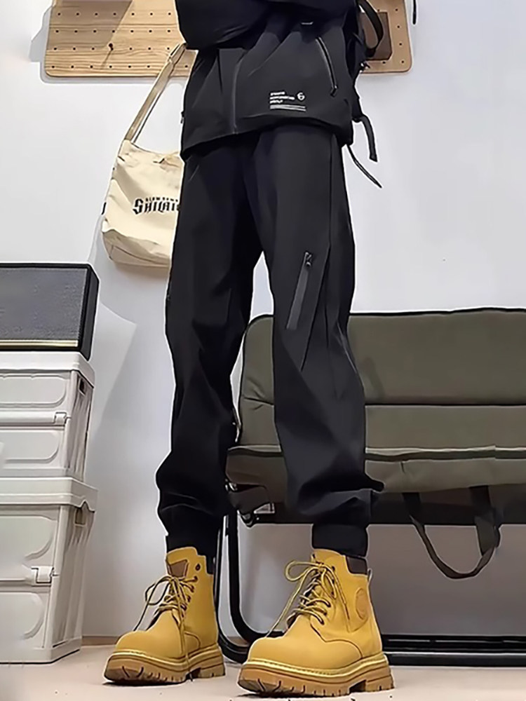黑色女式突击裤配靴子，春季和秋季美式户外大码登山工装裤