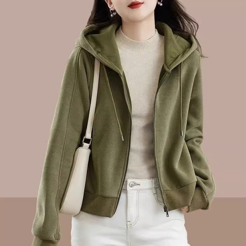 连帽卫衣女士开衫拉链短款外套2026春秋季新款小个子洋气休闲上衣