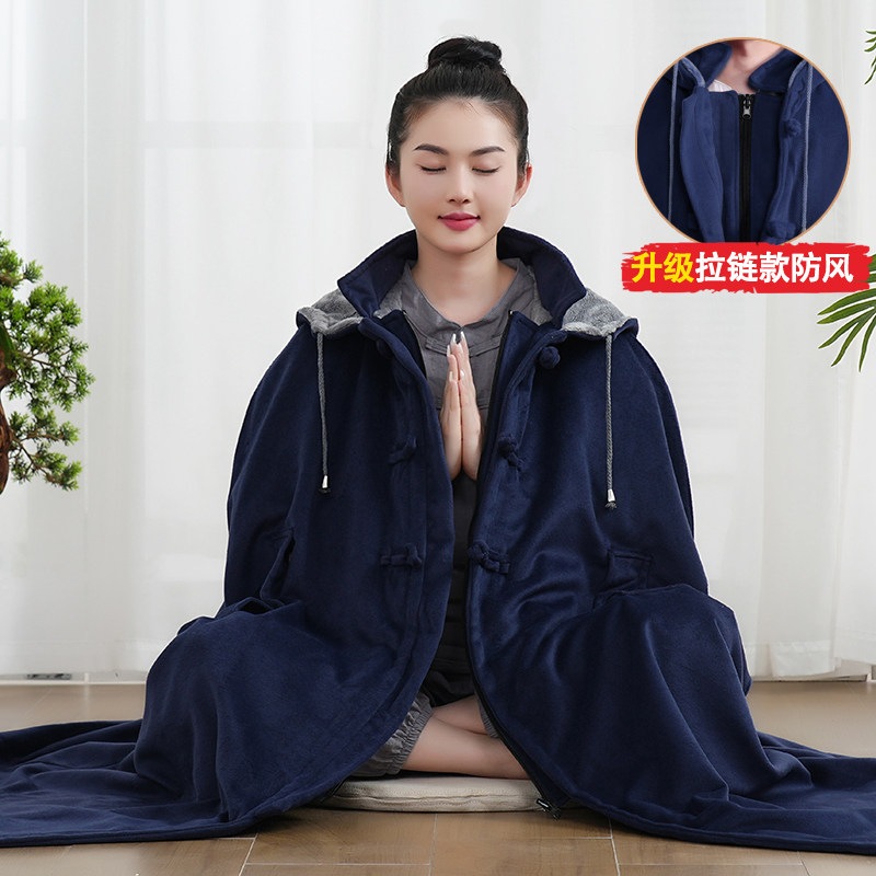 冬季双层加绒僧服男女同款打坐披风居士服风衣加厚禅修居士服斗篷