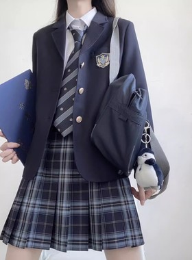 山茶与书学院风西装黑色校供感小个子西服jk制服女外套英伦外衣