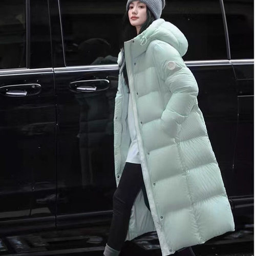 雪山系列羽绒服女长款2025新款韩版加厚情侣款袖标防寒保暖面包服