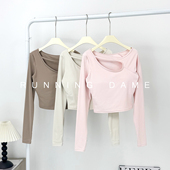 2025瑜伽上衣女长袖 显瘦运动跑步休闲训练健身t恤 带胸垫镂空修身