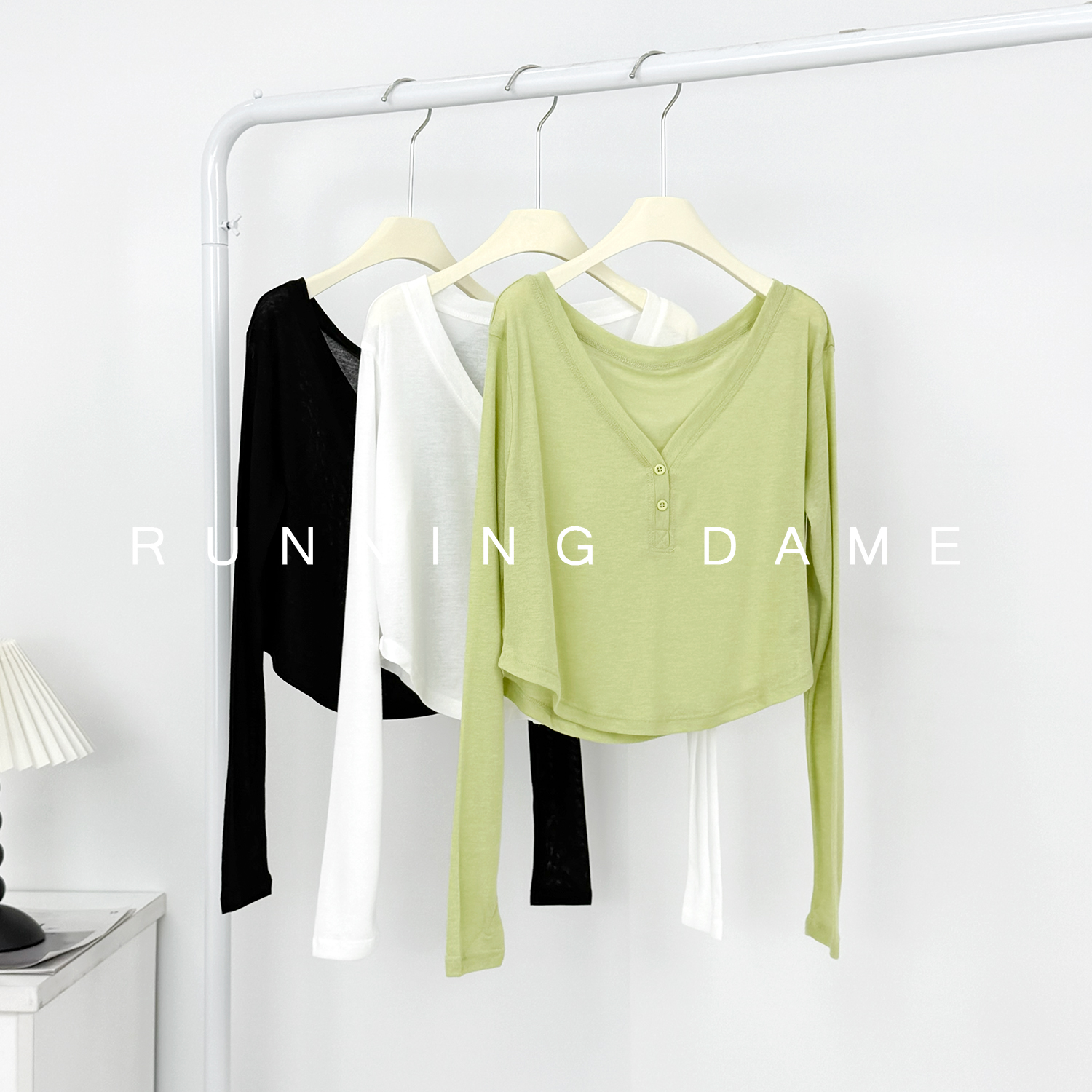 运动罩衫V领瑜伽服长袖短款