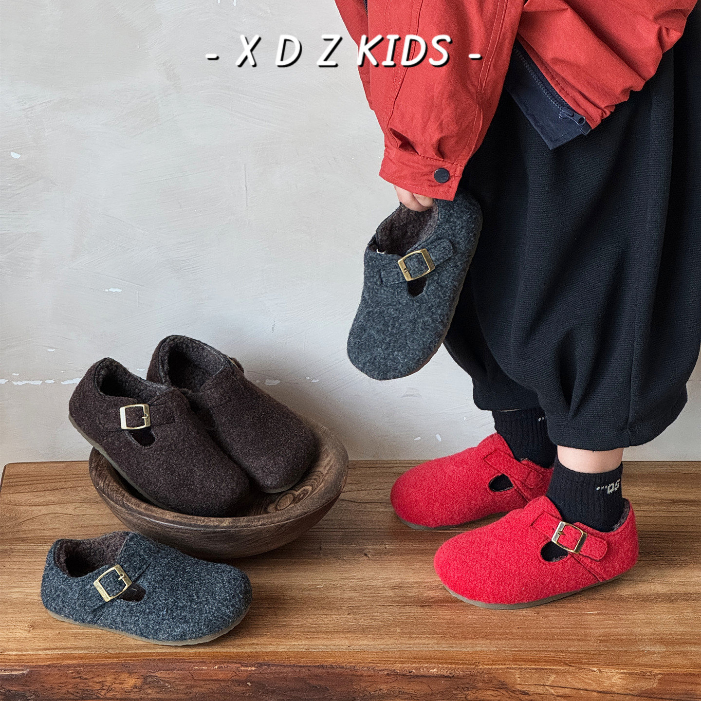 女童毛呢勃肯鞋2025秋冬新款儿童宝宝加绒毛毛鞋乐福鞋男童棉鞋红,童鞋/婴儿鞋/亲子鞋,棉鞋,淘宝优惠券,粉丝福利购,淘宝优惠卷