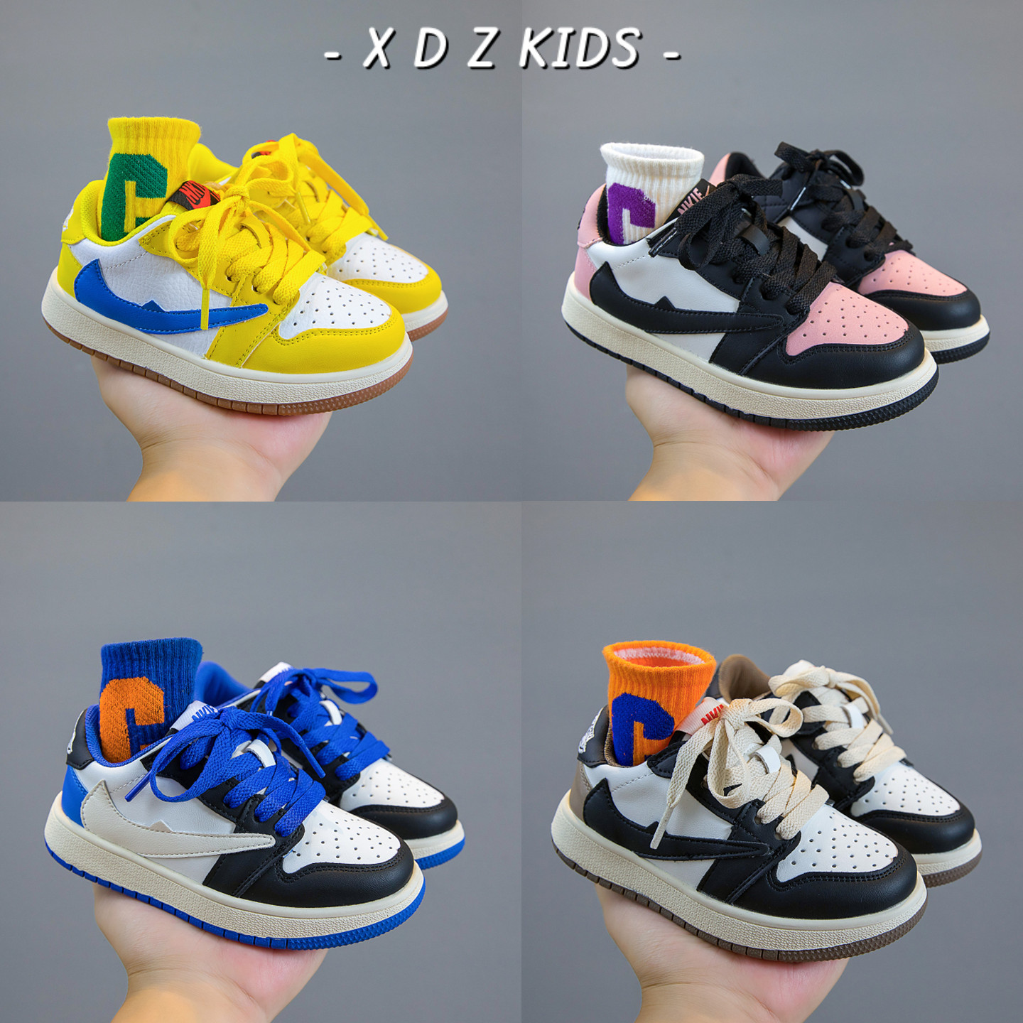 时尚潮色儿童休闲低帮板鞋男女宝