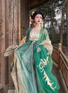 春夏汉服【金荷】女诃子裙重工刺绣仙气飘逸大袖衫古风绝版套装