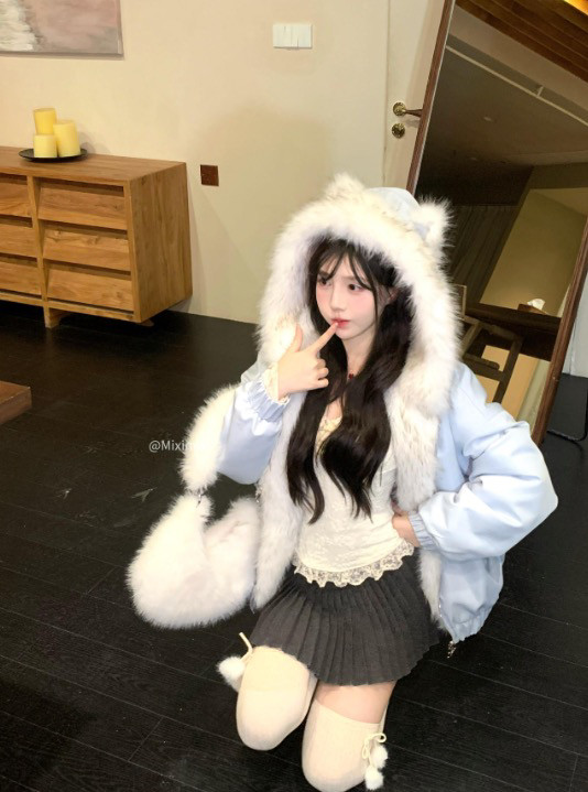 富婆韩系穿搭高级感紫色短款毛呢外套独特情侣装大衣冬季双面可穿