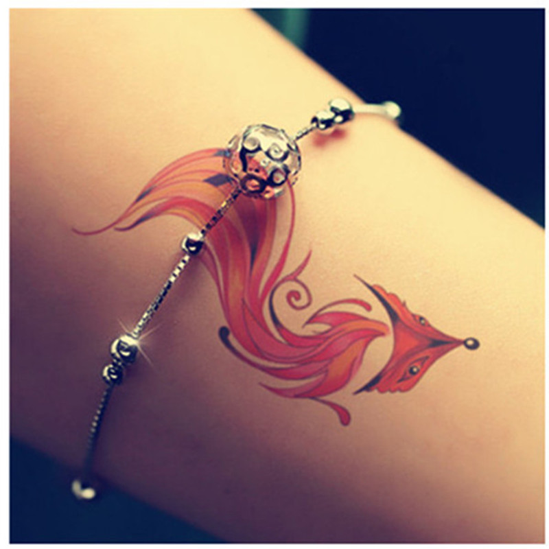 纹身贴防水女持久洗不掉的红色狐狸图案性感遮疤ins风一次性贴纸