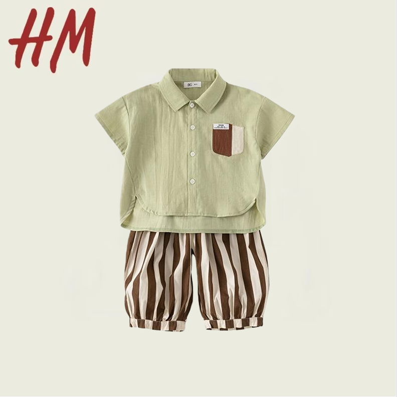 撤柜清仓特价宥宝童装男童夏装套装不规则衬衫短袖儿童夏季运动两