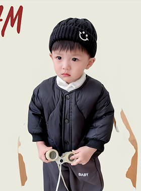 清仓撤柜男童羽绒服冬季儿童宝宝纯色波浪白鸭绒加厚外套婴幼童保