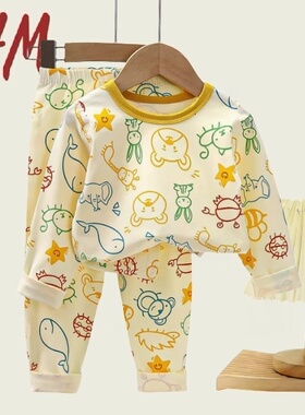 清仓撤柜儿童家居服套装春季新款宝宝莱卡棉男童睡衣女童秋衣秋裤