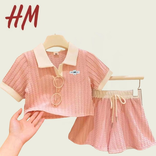 甜美亲子家庭装 品牌清仓撤柜夏季 Polo领两件套2025新款 短裤 女套装