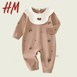 撤柜清仓特价 a类纯棉透气休闲无骨爬服哈 宝宝连体衣春秋外出长袖