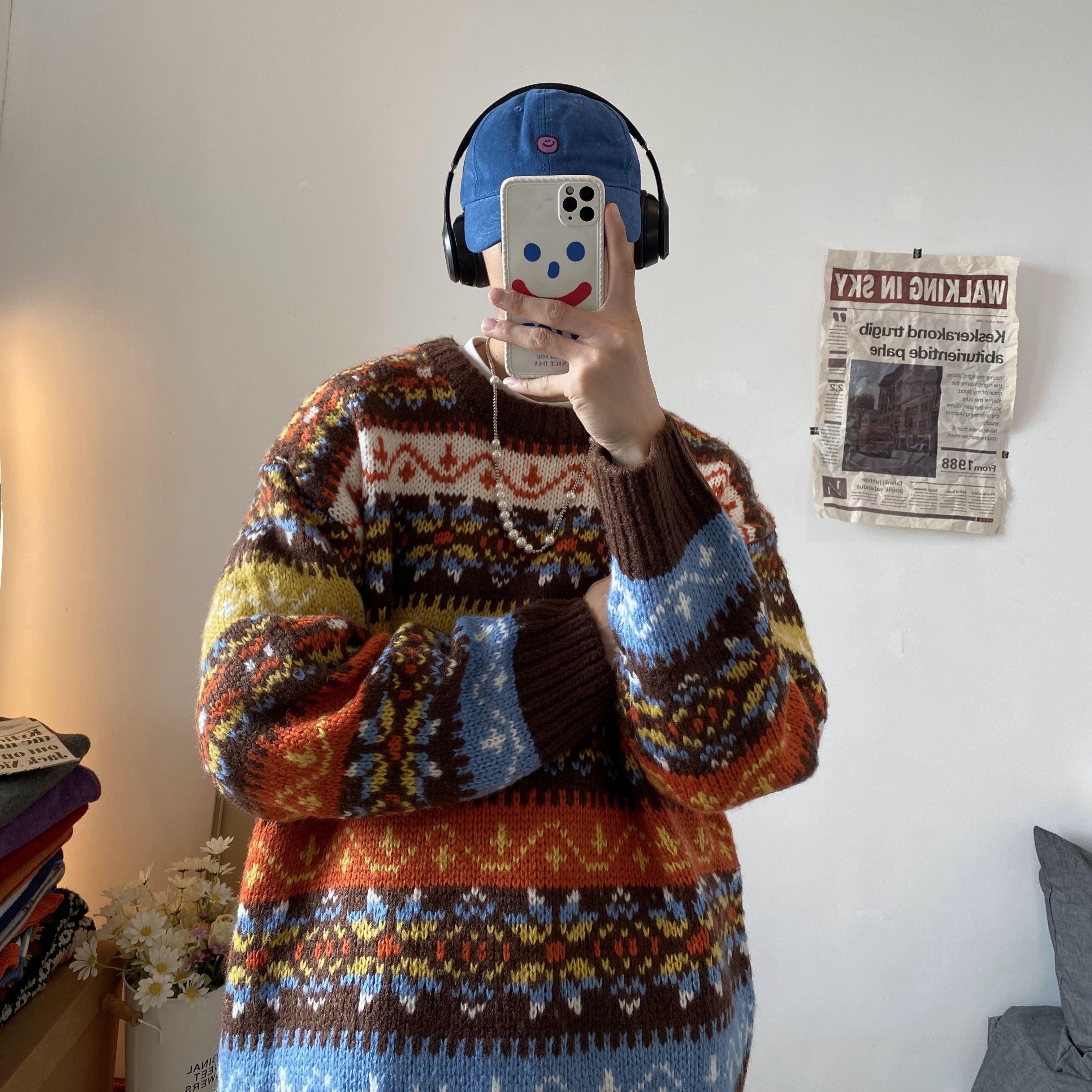 M319*冬季复古民族风加厚毛衣P75（控88），男装针织衫/毛衣，星座617A(原A401)