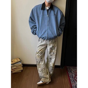 美式2025新款慵懒帆布夹克外套男女潮流宽松复古潮牌工装上衣P88图片