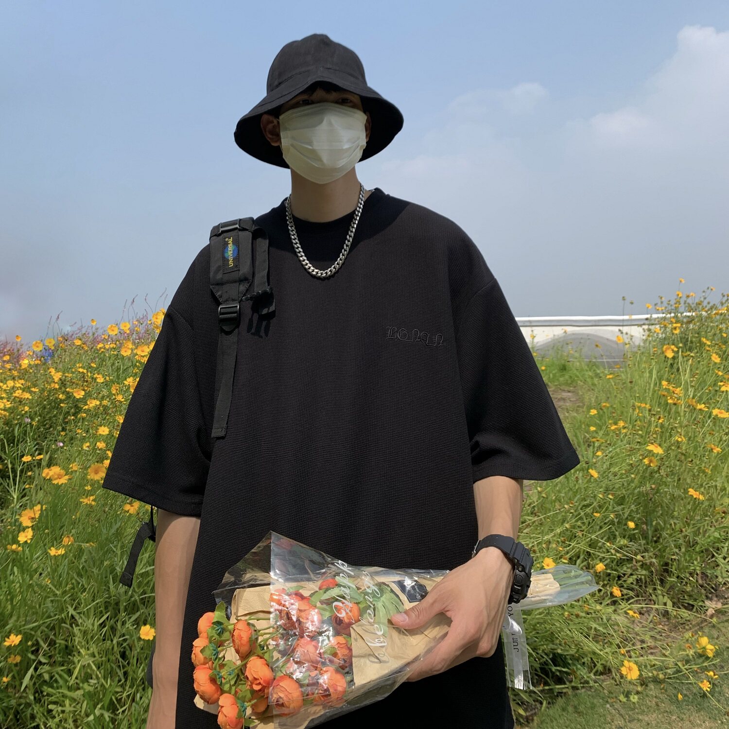T107*夏季男士华夫格短袖美式刺绣字母T恤衫P48控59,男装T恤,星座617A(原A401)