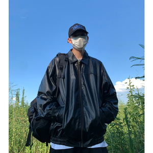Y76*美式复古潮流休闲pu皮夹克P98 面料70%PU 30%聚脂钎维图片