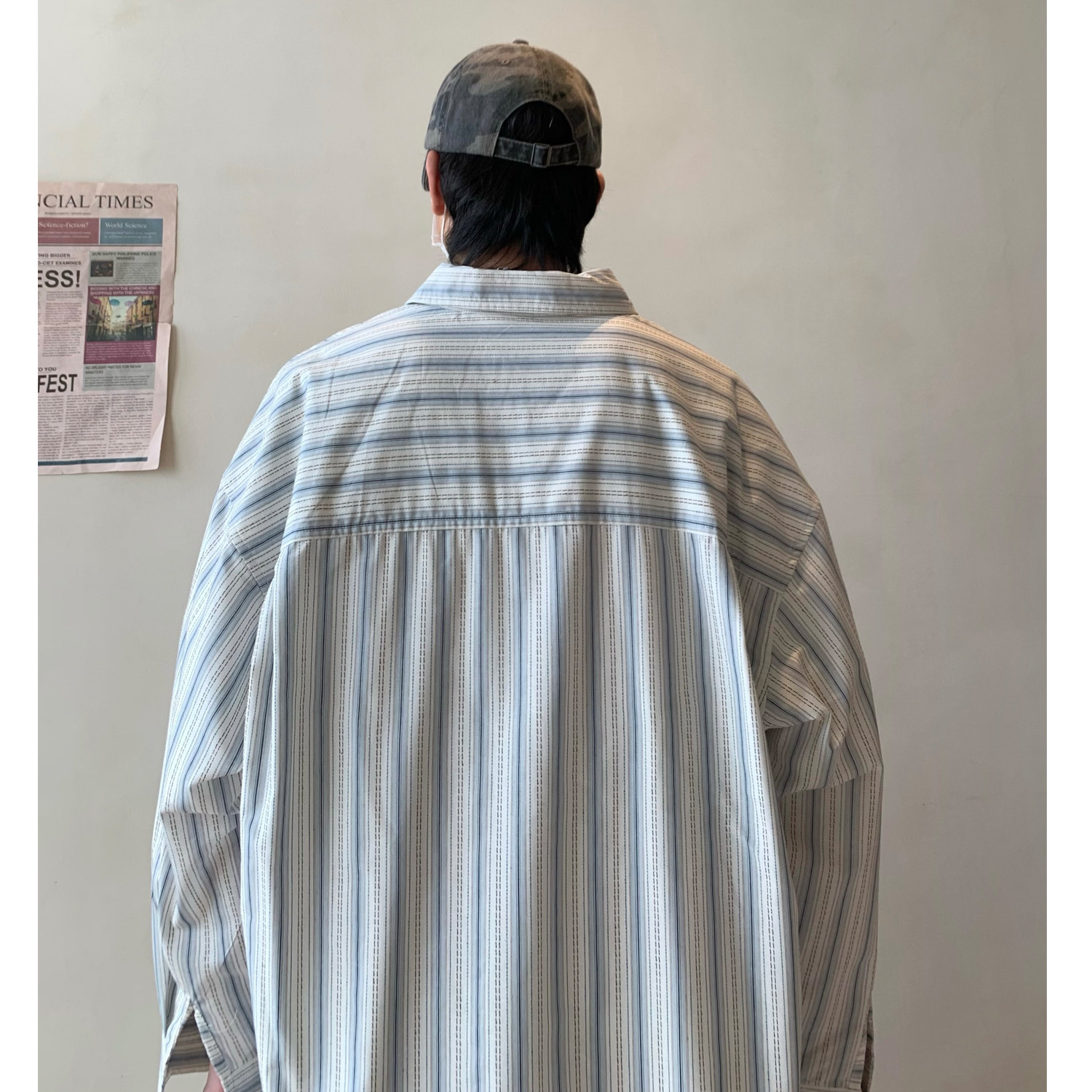 Y31*现货在仓复古竖条纹衬衫男长袖开春宽松衬衣外套P58,男装衬衫,星座617A(原A401)