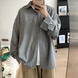 Y157*秋季新款日系男士细格子翻领衬衫上衣P58，男装衬衫，星座617A(原A401)