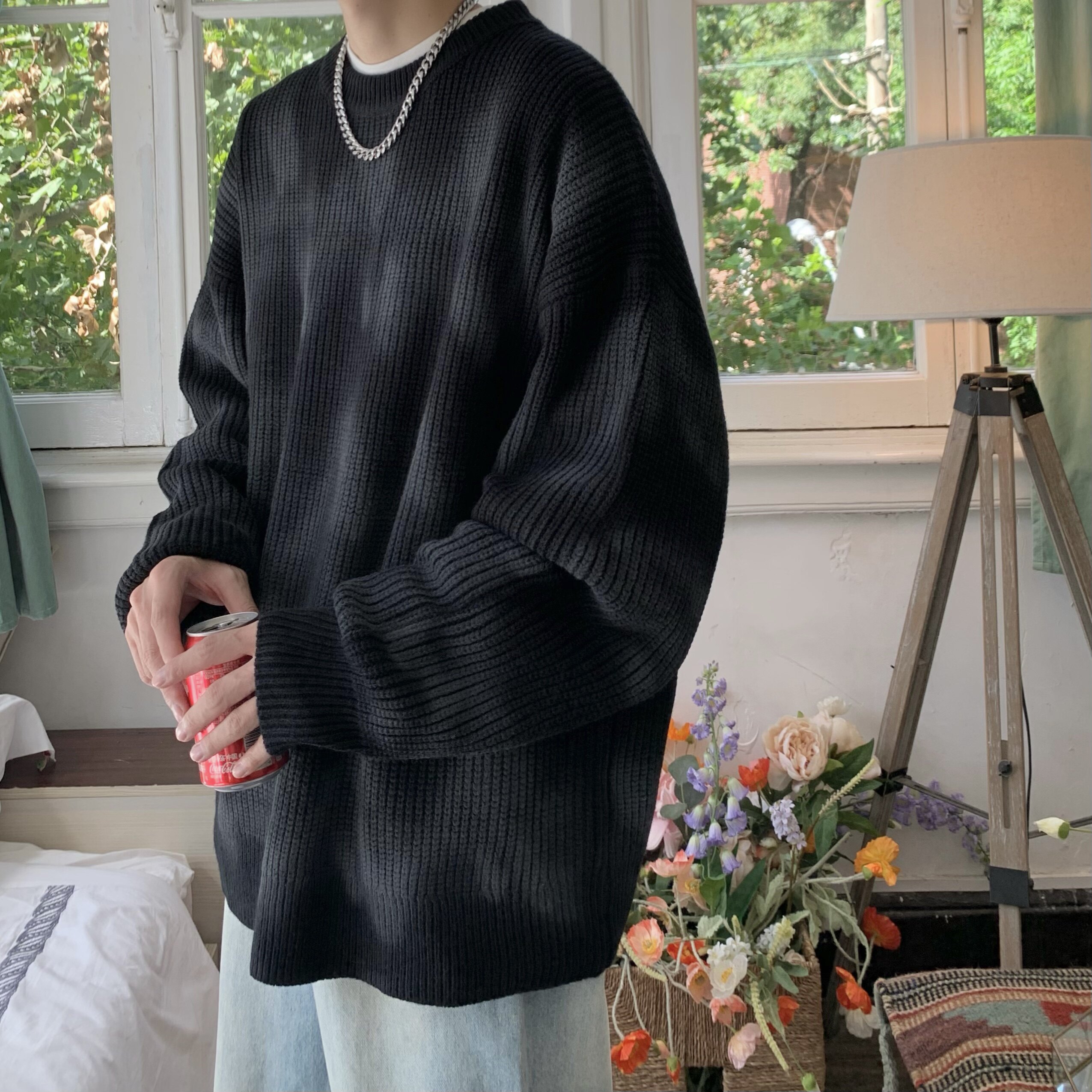 T183*男士圆领韩版喷绘针织衫宽松套头毛衣P78控99，男装针织衫/毛衣，星座617A(原A401)