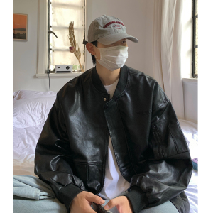AB99*一款不过时的男士秋季棒球领皮衣 可以卖很久P108控138图片