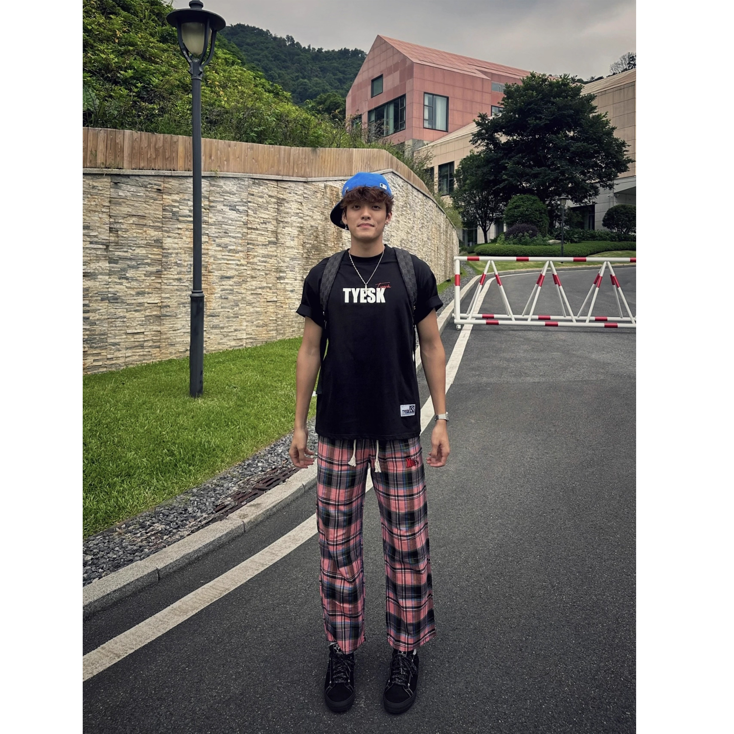 美式复古粉色刺绣格子裤男四季通勤百搭休闲直筒篮球格纹长裤P40，男装休闲裤，星座617A(原A401)