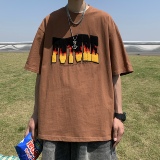 T72*2022美式火焰字母短袖体恤P39控49，男装T恤，星座617A(原A401)