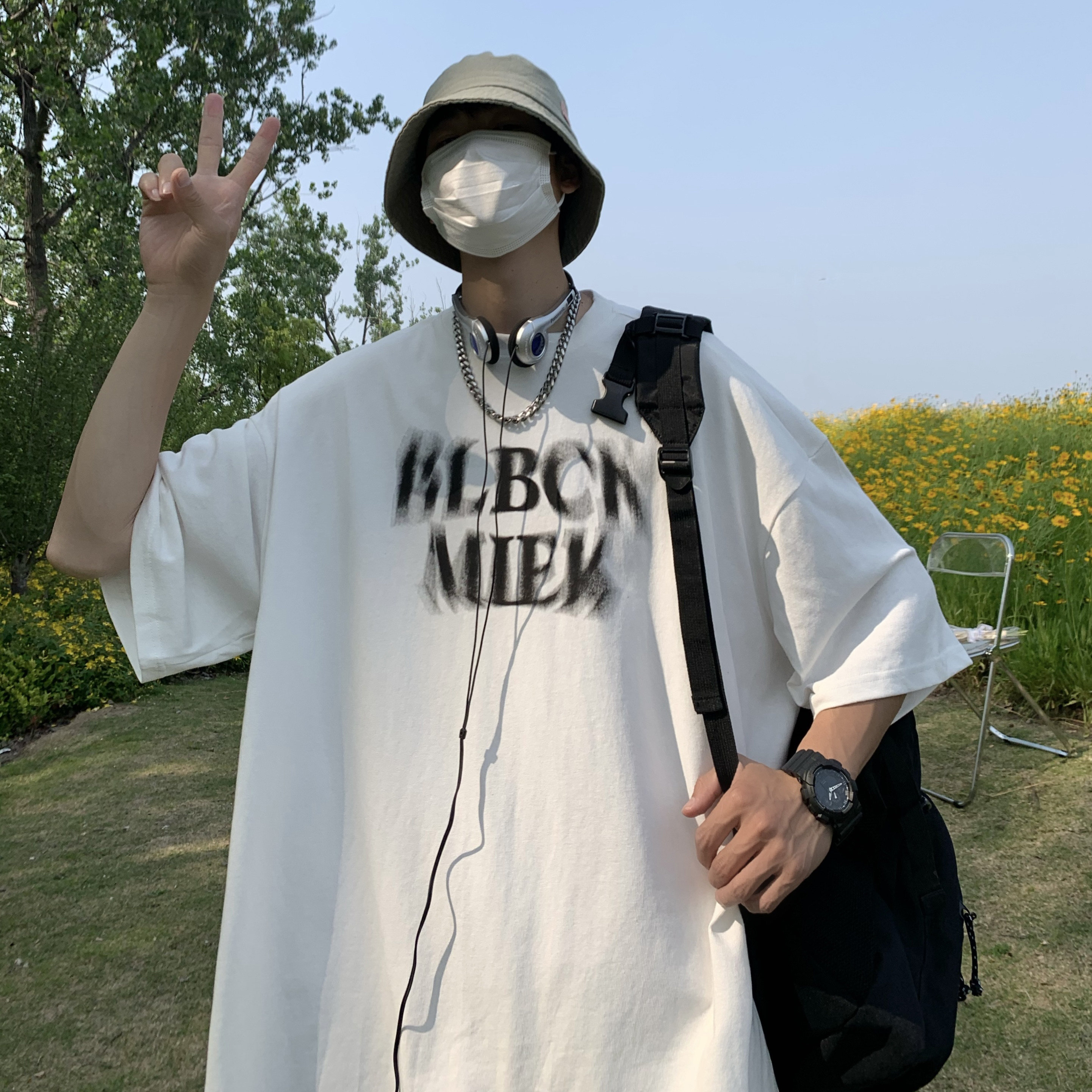 T108*2025夏季虚幻字母短袖T恤男士潮牌美式半袖衫P28,男装T恤,星座617A(原A401)