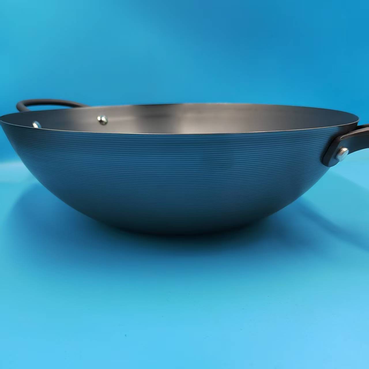 正品中康铁锅深氮七号34cm平底炒锅无涂层双耳精铁锅具不锈炒菜锅