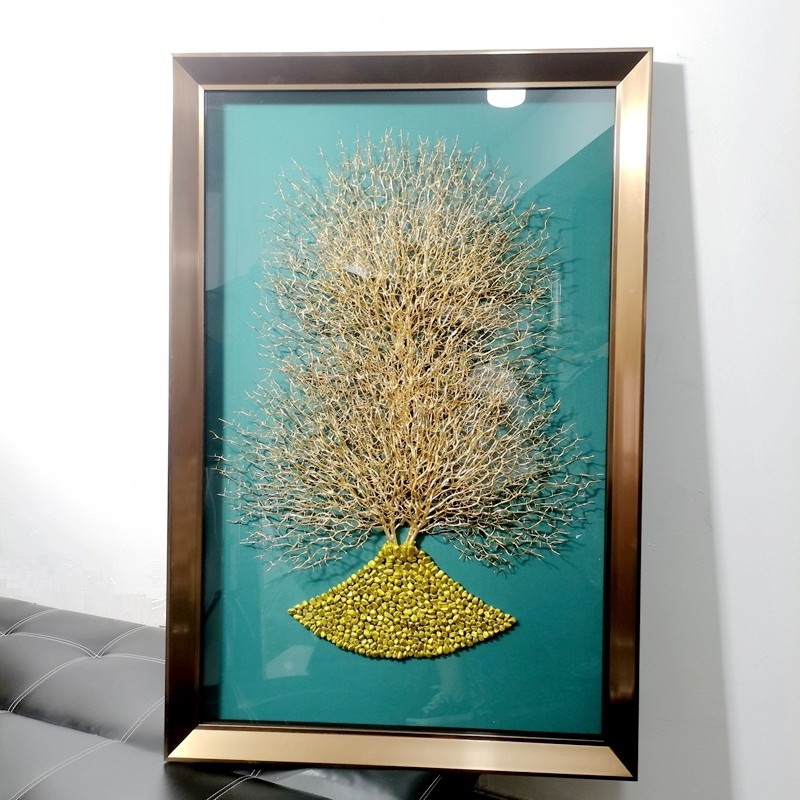 入户玄关装饰画发财树海树画走廊过道客厅美式轻奢现代简约挂画
