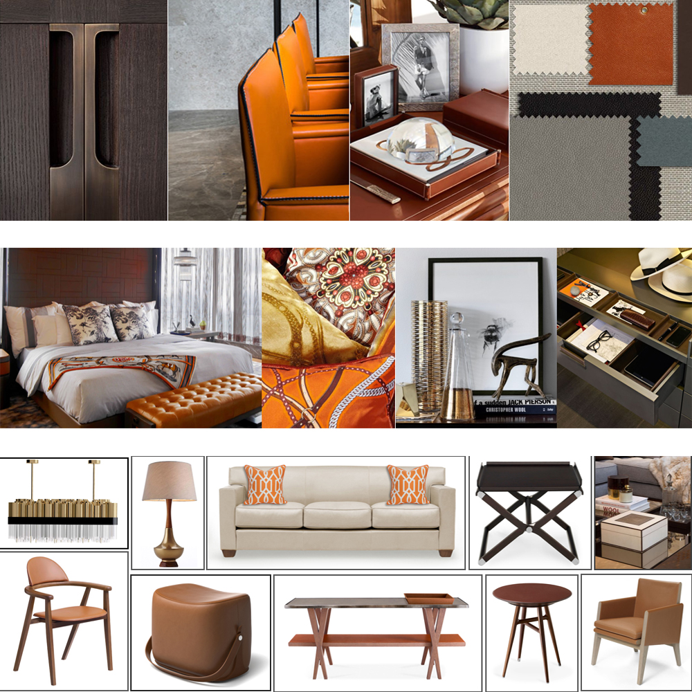 929可编辑PPT模板 橙色概念 现代轻奢样板房 软装设计素材资料