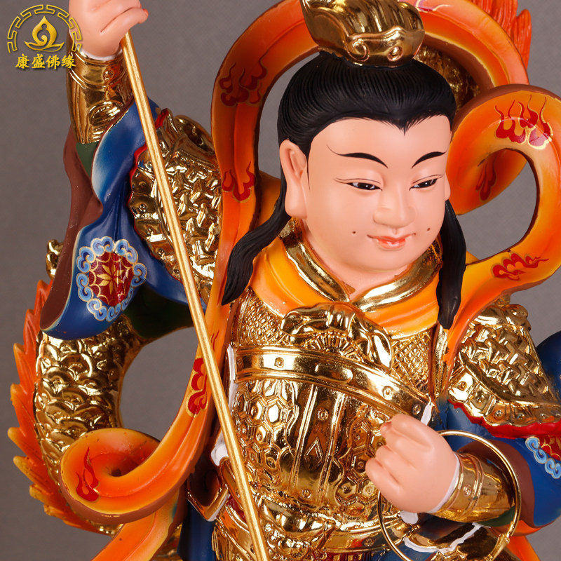 三太子哪吒神像站中龙太子九龙三头六臂元帅道家神明人物手工摆件
