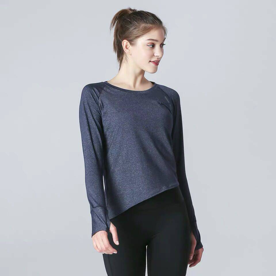 VERNALHOPE春夏跑步宽松衣服女速干显瘦大码弹力不对称时尚个性衫