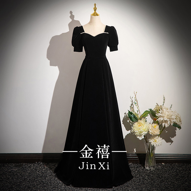 黑色成人晚礼服女2026新款大合唱团演出钢琴声乐独唱指挥艺考主持