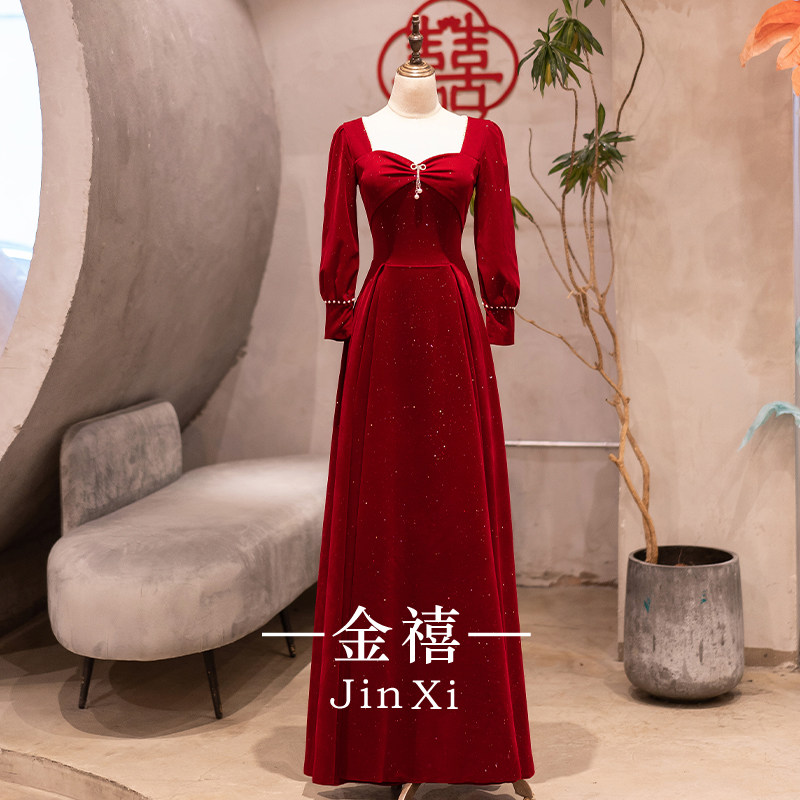 敬酒服新娘订婚红色礼服2025新款