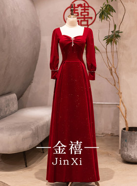 敬酒服新娘订婚红色礼服2025新款