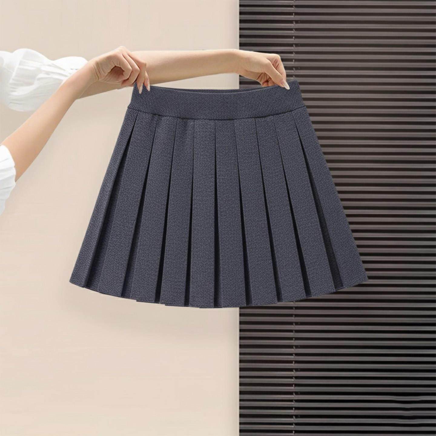 大码灰色针织半身短裙女秋冬巨好看的半裙胖mm高腰显瘦a字百褶裙,运动/瑜伽/健身/球迷用品,瑜伽短裙,淘宝优惠券,粉丝福利购,淘宝优惠卷