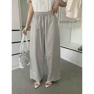 慵懒风松紧腰抽绳阔腿裤女士26春款垂坠感气球裤百搭显瘦休闲长裤