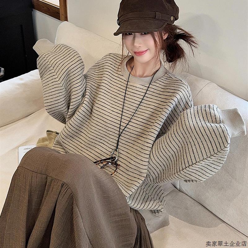 韩系慵懒风圆领卫衣女秋季2025新款爆款时尚洋气宽松无帽上衣外套