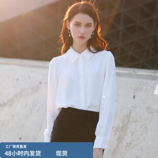 职业白色雪纺衬衫女长袖2026春秋季新款面试正装工作服气ol上衣