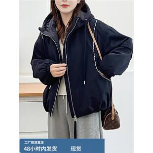 连帽加厚羽戎檰服上衣2025冬季女士新爆款百搭休闲超好看夹檰外套