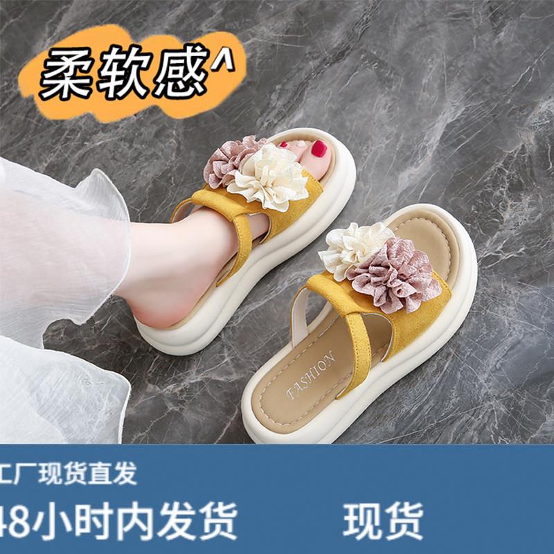 今年夏天流行的爆款花朵凉鞋女外穿配裙子海边度假沙滩凉拖鞋鞋34