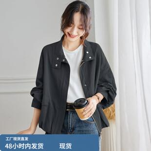 2026春秋新款韩版工装风衣小个子外套女宽松显瘦拉链设计感上衣nv