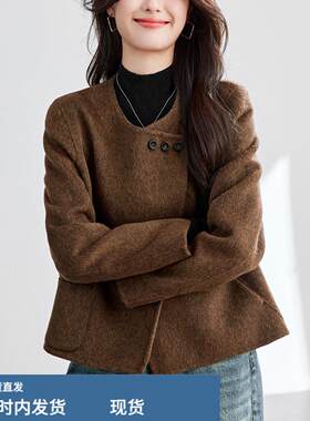 2026春秋新款双面羊绒大衣女小个子短款小香风羊毛呢外套女上衣潮